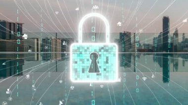 Dijital Platform 'da Siber Güvenlik ve Değişim Veri Koruması. Hackerlar, virüsler ve güvensiz bilgilere karşı çevrimiçi veri erişim savunması için güvenli güvenlik duvarı teknolojisi gösteren grafik arayüzü .