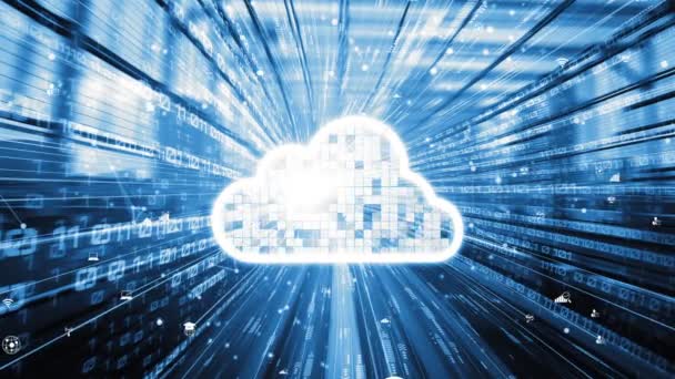 Cloud Computer Online Data Storage Tacit Intelligent Sharing Software Concept — Stock Video