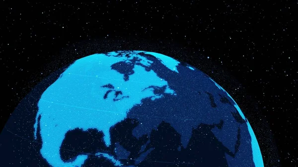 Digital Omloppsbana Jord Cyberrymden Visar Begreppet Nätverksteknik Hologram Glob Sfär — Stockfoto
