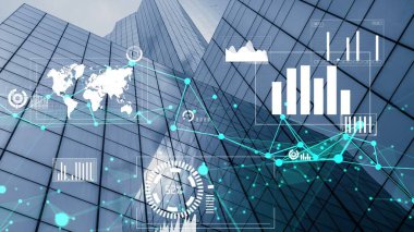 İş verileri analitik arayüzü akıllı şehrin üzerinde uçuyor ve iş zekasının geleceğini değiştiriyor. Stratejik plan için büyük verileri analiz etmek için bilgisayar yazılımı ve yapay zeka kullanılır .
