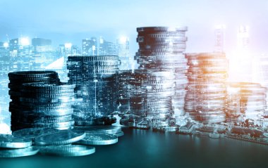 Finans ve para teknolojisi iş refahı ve varlık yönetimi kavramı. Yaratıcı grafik, refah karı elde etmek için değerli varlıklara yatırım yaparak ekonomi ve mali büyümeyi gösteriyor .