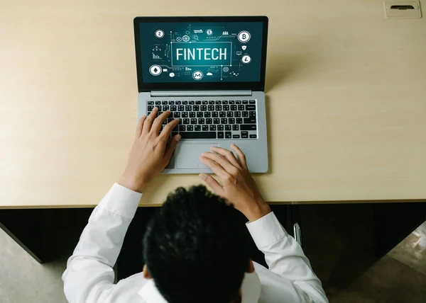 Fintech Οικονομικό Λογισμικό Τεχνολογίας Για Modish Επιχείρηση Για Αναλύσει Στρατηγική — Φωτογραφία Αρχείου