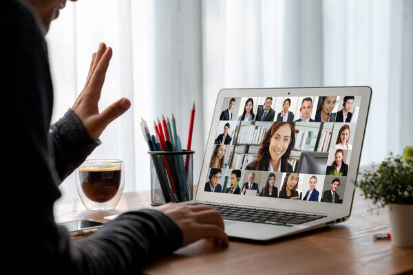 Business people on video conference for modish virtual group meeting of corprate business office workers