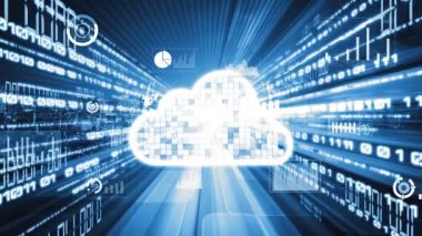 Akıllı paylaşım yazılımıyla bulut bilgisayarı ve çevrimiçi veri depolama. Yeni bilgi çağındaki küresel eğilimleri değiştiren akıllı dijital dönüşüm ve teknoloji bozulması kavramı .