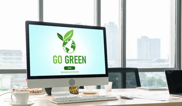 Зелена Трансформація Бізнесу Модного Корпоративного Бізнесу Щоб Подякувати Стратегії Зеленого — стокове фото