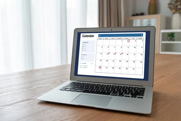 Calendar on computer software application for modish schedule planning for personal organizer and online business