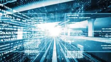 Yazılım geliştirme, uygulama programlama kodu ve gizli bilgisayar kodlaması. Yeni bilgi çağındaki küresel eğilimleri değiştiren akıllı dijital dönüşüm ve teknoloji bozulması kavramı .