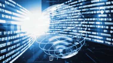 Çevrimiçi trafik kontrol sistemi olan sessiz ve fütürist bir şehirde akıllı ulaşım. Yeni bilgi çağındaki küresel eğilimleri değiştiren akıllı dijital dönüşüm ve teknoloji bozulması kavramı .