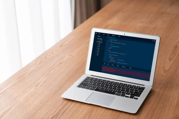 Szoftverfejlesztő Programozás Számítógépes Képernyőn Modális Alkalmazáshoz Programkódoláshoz — Stock Fotó