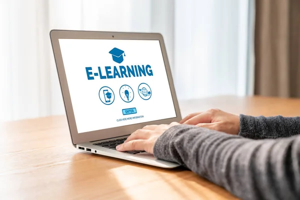 Sito Web Learning Con Software Modulare Gli Studenti Studiare Online — Foto Stock