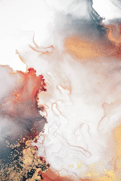 Burning abstract background from marble ink art of exquisite original painting . Painting was painted on high quality paper texture to create smooth marble background pattern of ombre alcohol ink .