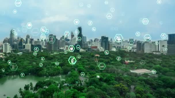 Πράσινη Τεχνολογία Της Πόλης Μετατοπίζεται Προς Την Έννοια Της Βιώσιμης — Αρχείο Βίντεο