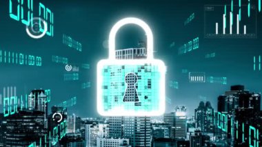 Dijital Platform 'da Siber Güvenlik ve Değişim Veri Koruması. Hackerlar, virüsler ve güvensiz bilgilere karşı çevrimiçi veri erişim savunması için güvenli güvenlik duvarı teknolojisi gösteren grafik arayüzü .