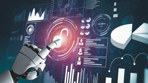 Futuristische Robot Kunstmatige Intelligentie Revolutionaire Technologie Ontwikkeling Machine Learning Concept — Stockfoto