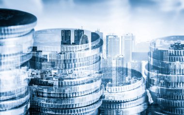 Finans ve para teknolojisi iş refahı ve varlık yönetimi kavramı. Yaratıcı grafik, refah karı elde etmek için değerli varlıklara yatırım yaparak ekonomi ve mali büyümeyi gösteriyor .