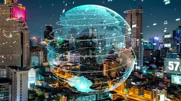 Mondiale Verbinding Wijziging Van Het Internetnetwerk Smart City Concept Van — Stockvideo