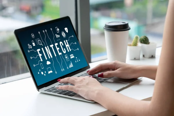 Fintech Οικονομικό Λογισμικό Τεχνολογίας Για Modish Επιχείρηση Για Αναλύσει Στρατηγική — Φωτογραφία Αρχείου