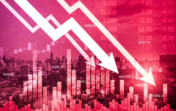 Stock Market Crash Declined Economic Graph Falling Digital Indicators Overlaps — Stockfoto