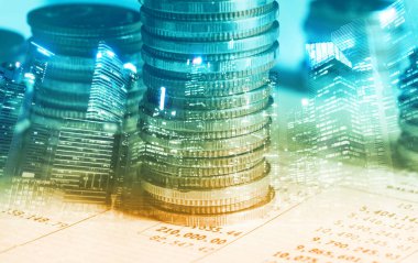 Finans ve para teknolojisi iş refahı ve varlık yönetimi kavramı. Yaratıcı grafik, refah karı elde etmek için değerli varlıklara yatırım yaparak ekonomi ve mali büyümeyi gösteriyor .