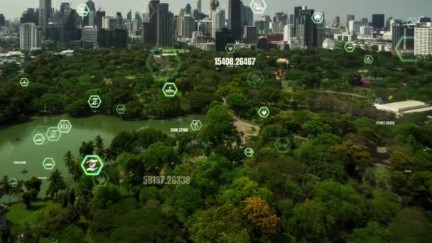 Groene Stadstechnologie Die Verschuift Naar Een Duurzaam Veranderingsconcept Door Schone — Stockvideo