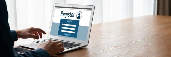 Elektronický Registrační Formulář Pro Modish Vyplnění Formuláře Internetových Stránkách — Stock fotografie