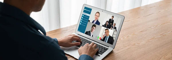 Business People Video Conference Modish Virtual Group Meeting Corprate Business — Stock Photo, Image