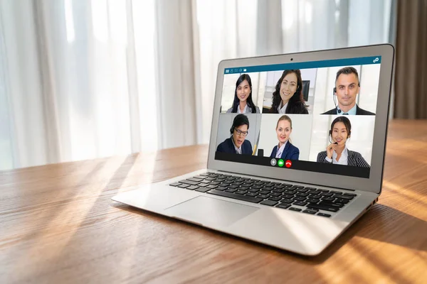 Business People Video Conference Modish Virtual Group Meeting Corprate Business — Stock Photo, Image