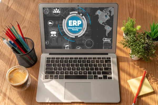 Erp Enterprise Resource Planting Software Modish Business Щоб Планувати Маркетингову — стокове фото