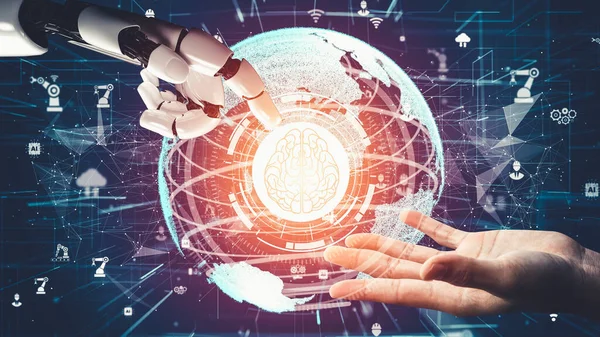 Futuristico Robot Intelligenza Artificiale Rivoluzionario Sviluppo Tecnologico Concetto Apprendimento Automatico — Foto Stock