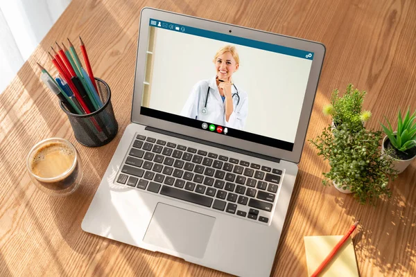 Videollamada Médica Línea Mediante Una Aplicación Software Telemedicina Moderna Para — Foto de Stock