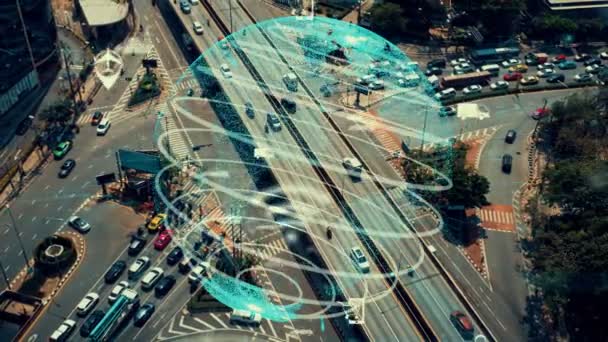 Concepto Modificación Tecnología Transporte Inteligente Para Futuro Control Del Tráfico — Vídeos de Stock