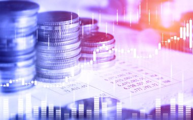 Finans ve para teknolojisi iş refahı ve varlık yönetimi kavramı. Yaratıcı grafik, refah karı elde etmek için değerli varlıklara yatırım yaparak ekonomi ve mali büyümeyi gösteriyor .