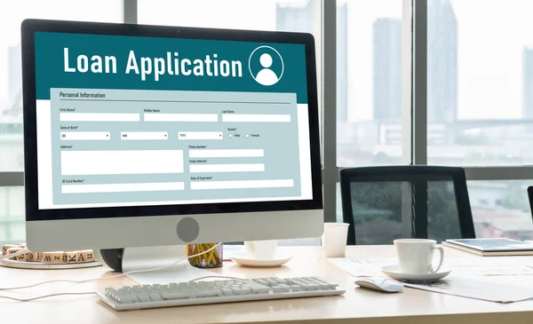 Online Loan Application Form Modish Digital Information Collection Internet Network — 스톡 사진
