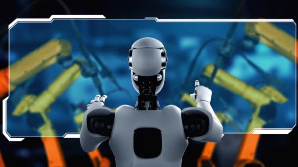Cybernated Industry Robot Robotic Arms Assembly Factory Production Concept Artificial — 图库视频影像