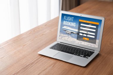 Online uçuş rezervasyon sitesi mod rezervasyon sistemi sağlar. Seyahat teknolojisi kavramı .