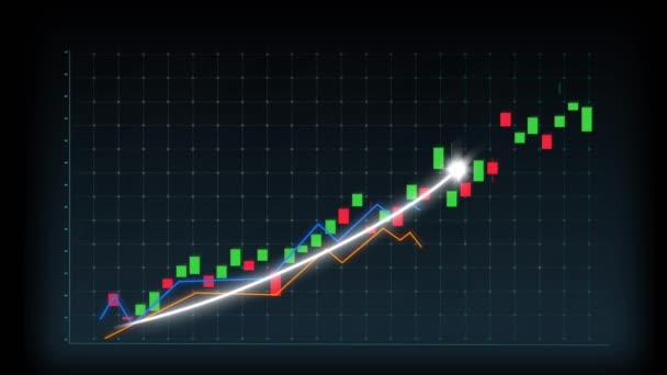 Edici Grafik Grafiğindeki Büyümesi Konsepti Pazarlama Satışlarının Gelecekteki Hedefe Arttığını — Stok video