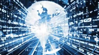 Fütürist küresel sosyal medya, insanlar iletişim ağı ve dijital veri paylaşımı kuruyor. Yeni bilgi çağındaki küresel eğilimleri değiştiren akıllı dijital dönüşüm ve teknoloji bozulması kavramı .