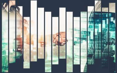 Ekonomik refah ve para teknolojisinin varlık geçmişi üzerine iş tokalaşması. Değerli borsaya yatırım yaparak ekonomik ve finansal büyüme ile refah kar birimi ticareti elde edilir