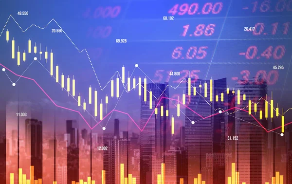 Digital Indicators Declining Graphs Stock Market Crash Overlap Backdrop Modernistic — Stock fotografie