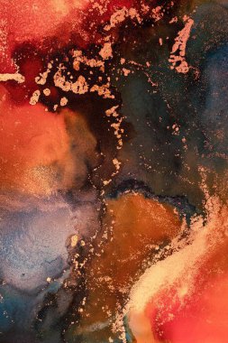 Enfes orjinal resmin mermer mürekkep sanatının soyut arkaplanını yakmak. Boyama, ombre alkol mürekkebinin pürüzsüz mermer arkaplan desenini yaratmak için yüksek kaliteli kağıt dokusuna boyanmış. .