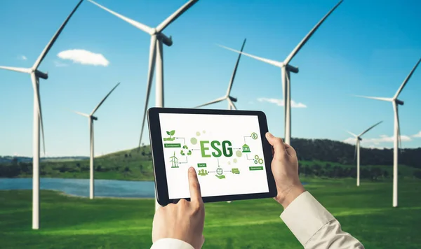 Transformación Empresarial Ecológica Para Ahorro Medioambiental Concepto Empresarial Esg Empresario —  Fotos de Stock