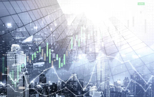 Background Financial Business Concept Digital Screen Financial Graphs Overlap Picture — Fotografia de Stock