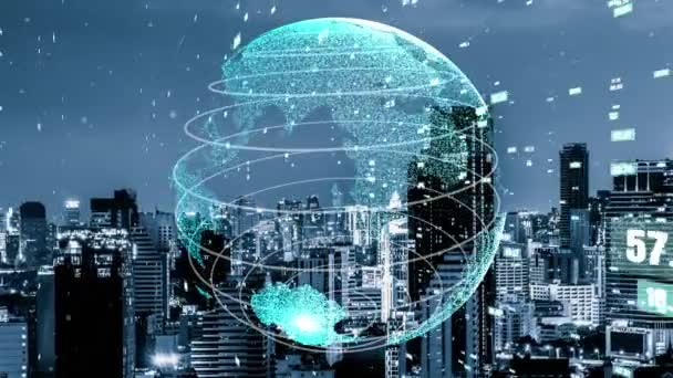 智能城市的全球联通和互联网网络的改造 未来无线数码连接及社交媒体网络的概念 — 图库视频影像