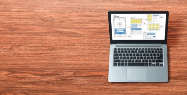 Model mobil uygulama ve web sitesi için UX UI tasarım süreci. Profesyonel uygulama geliştiricisi için kablo grafiğinin yaratıcı prototipi .