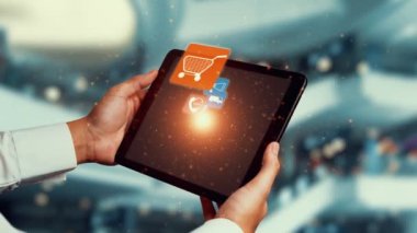 Omni channel technology of online retail business approach. Multichannel marketing on social media network offer service of internet payment channel, online retail shopping and omni digital app