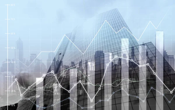 Background Financial Business Concept Digital Screen Financial Graphs Overlap Picture — Stok fotoğraf
