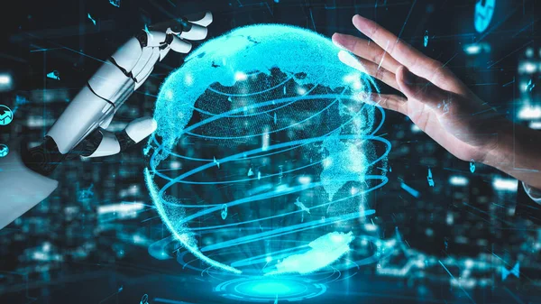 Futuristisk Robot Artificiell Intelligens Upplyser Teknik Utveckling Och Maskininlärning Koncept — Stockfoto
