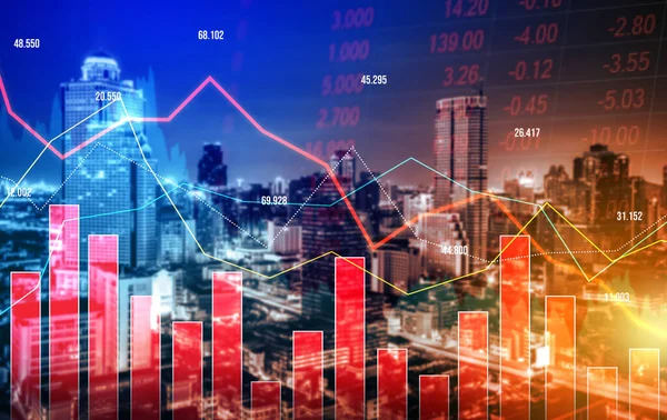 Digital Indicators Declining Graphs Stock Market Crash Overlap Backdrop Modernistic — Stock Fotó