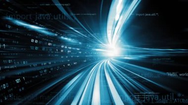 Yazılım geliştirme, uygulama programlama kodu ve gizli bilgisayar kodlaması. Yeni bilgi çağındaki küresel eğilimleri değiştiren akıllı dijital dönüşüm ve teknoloji bozulması kavramı .