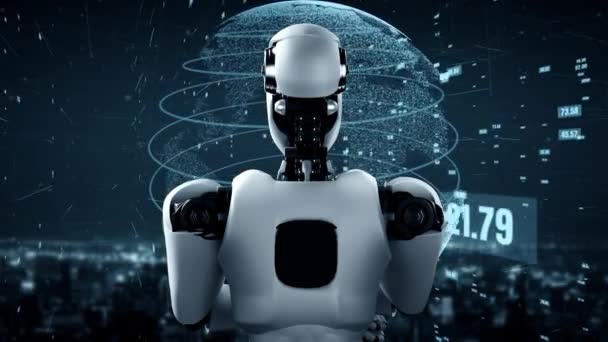 Futuristic Robot Artificial Intelligence Huminoid Data Analytic Technology Development Machine — Vídeos de Stock